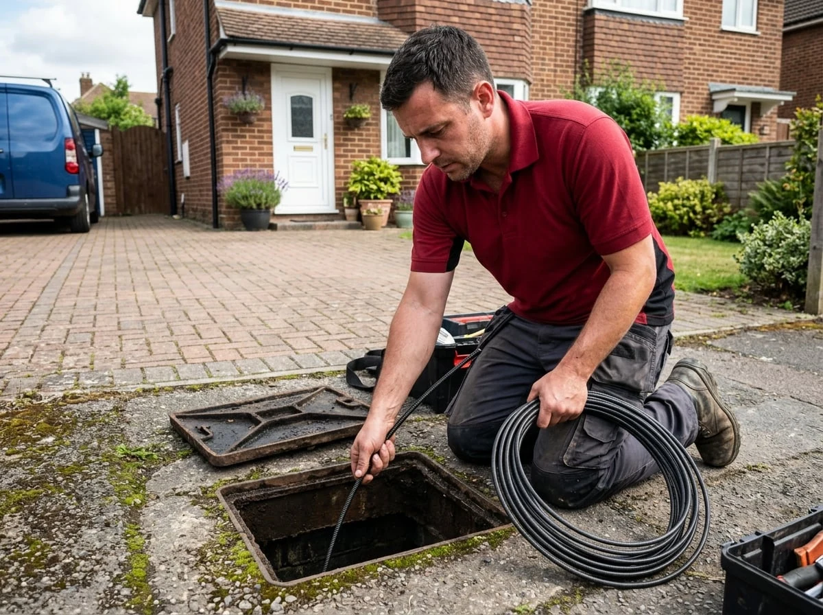 Greenwich Plumbers drainage engineer clearing a blocked drain in Greenwich