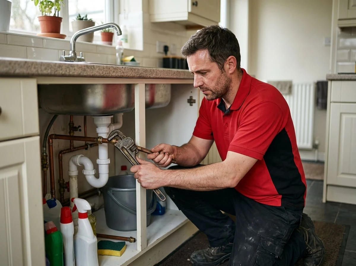 Greenwich Plumbers engineer carrying out emergency plumbing on a burst pipe in Greenwich